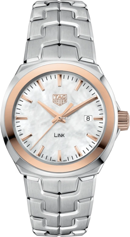 TAG Heuer,Link 32mm,32mm,Rose Gold,Stainless Steel,White,Quartz,Day,Sapphire,Crystal Glass,WBC1350,WBC1350.BA0600