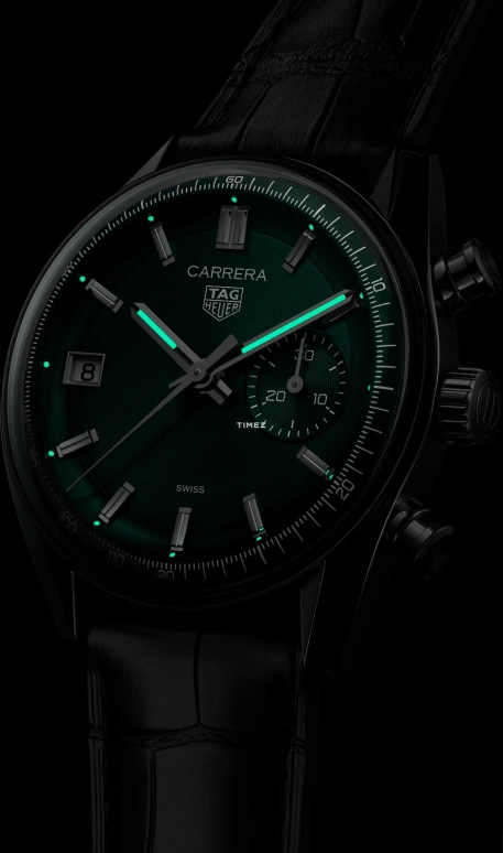 TAG Heuer,Carrera 39mm,39mm,Stainless Steel,Green,Automatic,Chronograph,Day,CBS2211,CBS2211.FC6545