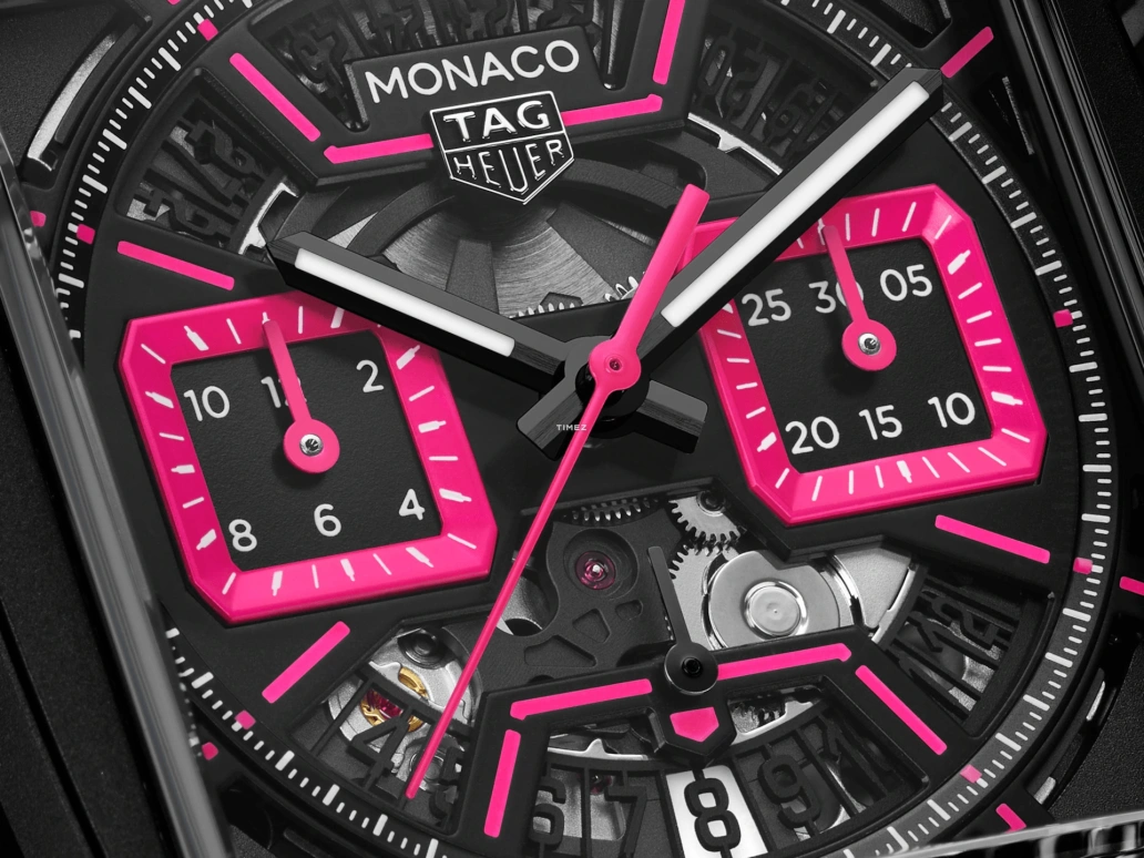 TAG Heuer,Monaco 39mm,39mm,Titanium,Black,Pink,Automatic,Chronograph,Day,CBL218B,CBL218B.FT6236