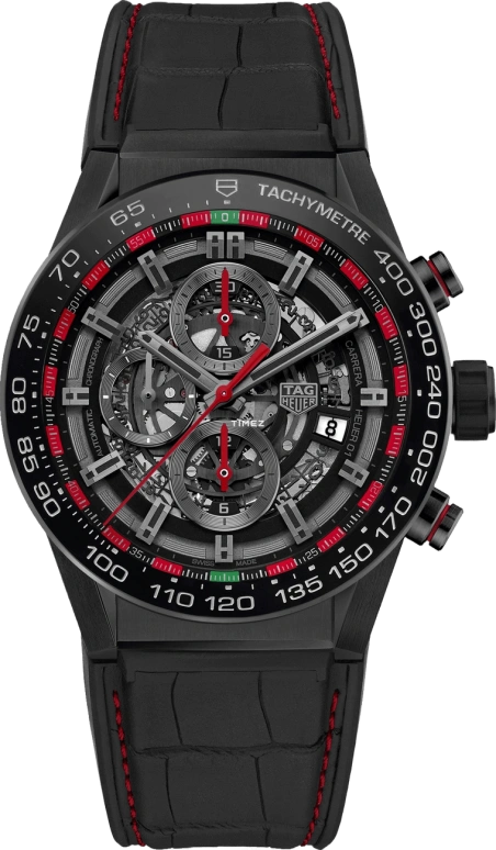 TAG Heuer,Carrera 45mm,45mm,Stainless Steel,Black,Automatic,Chronograph,Day,CAR2A1G,CAR2A1G.FC6400