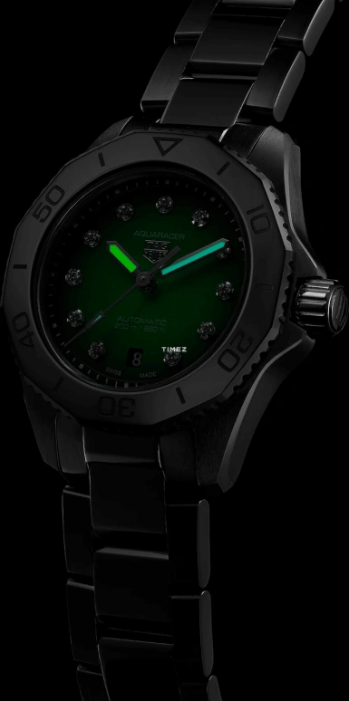 TAG Heuer,Aquaracer 30mm,30mm,Stainless Steel,Green,Automatic,Day,40hours,WBP2415,WBP2415.BA0622