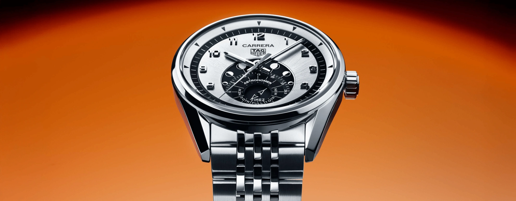 TAG Heuer,Carrera 39mm,39mm,Stainless Steel,Silver,Black,Automatic,Moonphase,50hours,WBX2110,WBX2110.BA0044