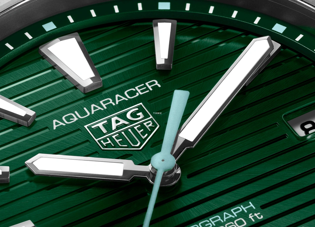 TAG Heuer,Aquaracer 40mm,40mm,Stainless Steel,Green,Quartz,Day,In-house Caliber,WBP1115,WBP1115.BA0000