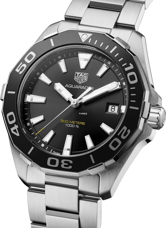 TAG Heuer,Aquaracer 40.50mm,40.50mm,Stainless Steel,Black,Quartz,Day,Sapphire,Crystal Glass,WAY111A,WAY111A.BA0928