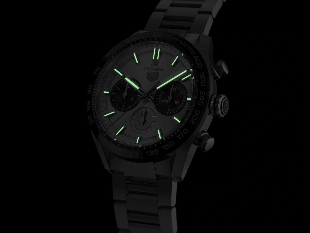 TAG Heuer,Carrera 44mm,44mm,Ceramic,Stainless Steel,Silver,Automatic,Chronograph,Date,Column Wheel,CBN2A1D,CBN2A1D.BA0643