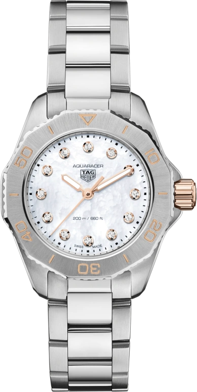 TAG Heuer,Aquaracer 30mm,30mm,Stainless Steel,White,Sapphire,Crystal Glass,Closed,WBP1450,WBP1450.BA0622