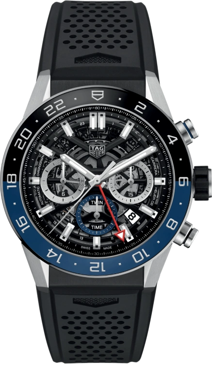 TAG Heuer,Carrera 45mm,45mm,Stainless Steel,Black,Automatic,Chronograph,Day,Dule Time,CBG2A1Z,CBG2A1Z.FT6157