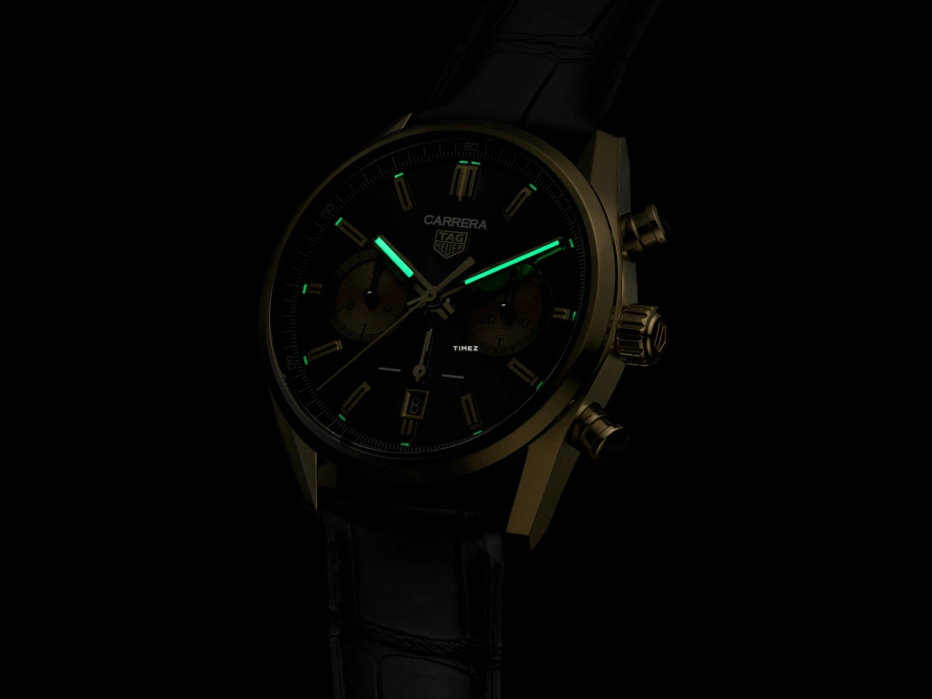 TAG Heuer,Carrera 42mm,42mm,Yellow Gold,Black,Automatic,Chronograph,Day,Jimmy Butler,CBN2044,CBN2044.FC8313