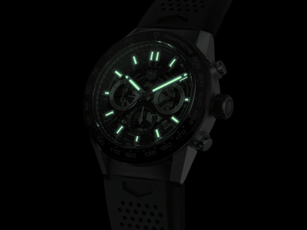 TAG Heuer,Carrera 45mm,45mm,Ceramic,Stainless Steel,Skeleton,Automatic,Chronograph,Date,Column Wheel,CBG2A10,CBG2A10.FT6168
