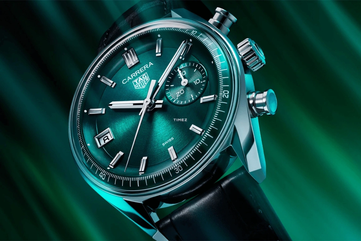 TAG Heuer,Carrera 39mm,39mm,Stainless Steel,Green,Automatic,Chronograph,Day,CBS2211,CBS2211.FC6545