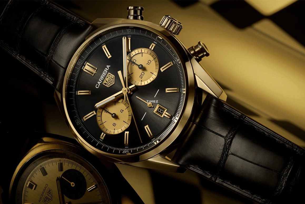 TAG Heuer,Carrera 42mm,42mm,Yellow Gold,Black,Automatic,Chronograph,Day,Jimmy Butler,CBN2044,CBN2044.FC8313