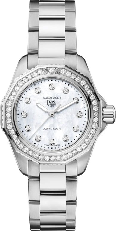 TAG Heuer,Aquaracer 30mm,30mm,Stainless Steel,White,Quartz,Day,Sapphire,WBP1417,WBP1417.BA0622