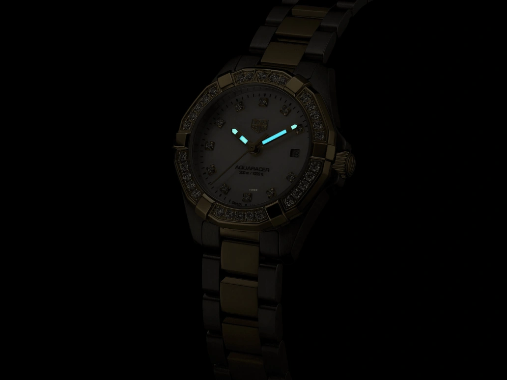 TAG Heuer,Aquaracer 27mm,27mm,Stainless Steel,White,Sapphire,Setting,Diamonds,VS,Mother of Pearl,WBD1423,WBD1423.BB0321