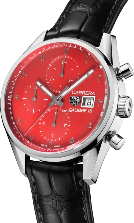 TAG Heuer,Carrera 41mm,41mm,Stainless Steel,Red,Automatic,Chronograph,Day,CBK2117,CBK2117.FC6266