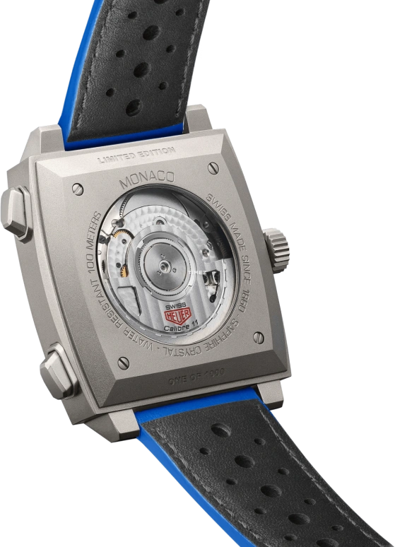 TAG Heuer,Monaco 39mm,39mm,Titanium,Blue,Titanium Gray,Automatic,Chronograph,Day,CAW218C,CAW218C.FC6548