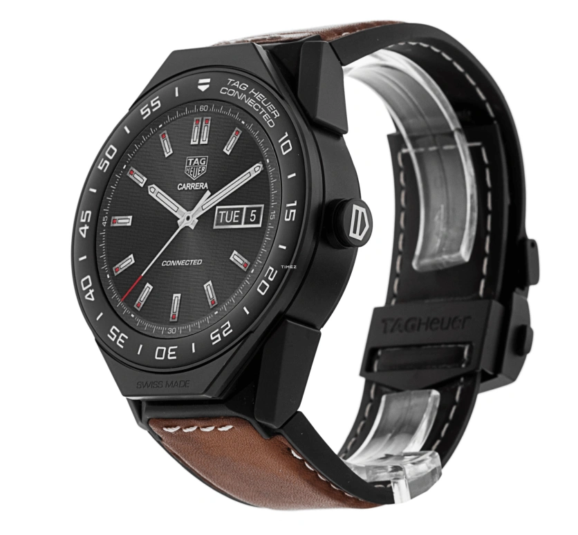 TAG Heuer,Connected Watch 45mm,45mm,Titanium,Ceramic,Black,Processor,Chronograph,Day,Connected,Smartwatch,25hours,In-house Caliber,SBF8A8013,SBF8A8013.82FT6110
