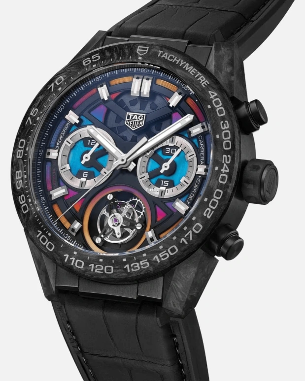 TAG Heuer,Carrera 45mm,45mm,Carbotanium,Black,Multi-Color,Automatic,Chronograph,Tourbillon,CAR5A8AF,CAR5A8AF.FC6415