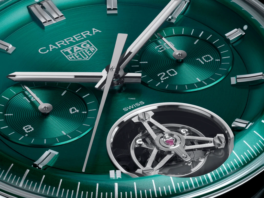 TAG Heuer,Carrera 42mm,42mm,Stainless Steel,Green,Automatic,Chronograph,Tourbillon,CBS5011,CBS5011.FC6566