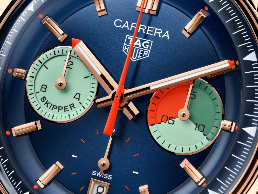 TAG Heuer,Carrera 39mm,39mm,Rose Gold,Blue,Automatic,Regatta Timer,Day,CBS2241,CBS2241.FN8023