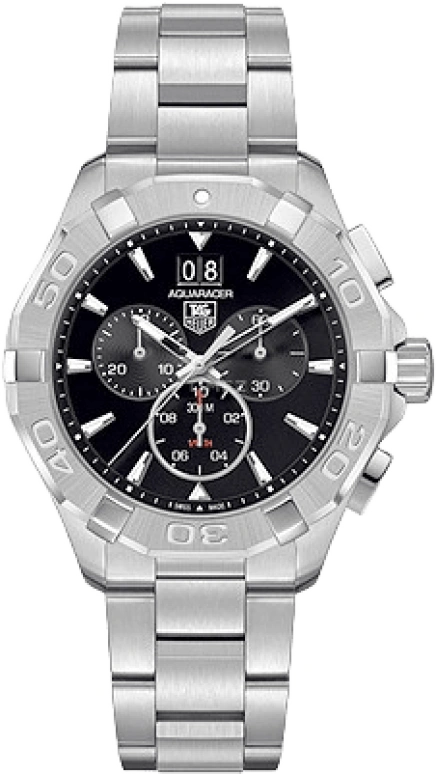 TAG Heuer,Aquaracer 43mm,43mm,Stainless Steel,Black,Quartz,Chronograph,Big Date,CAY1110,CAY1110.BA0927