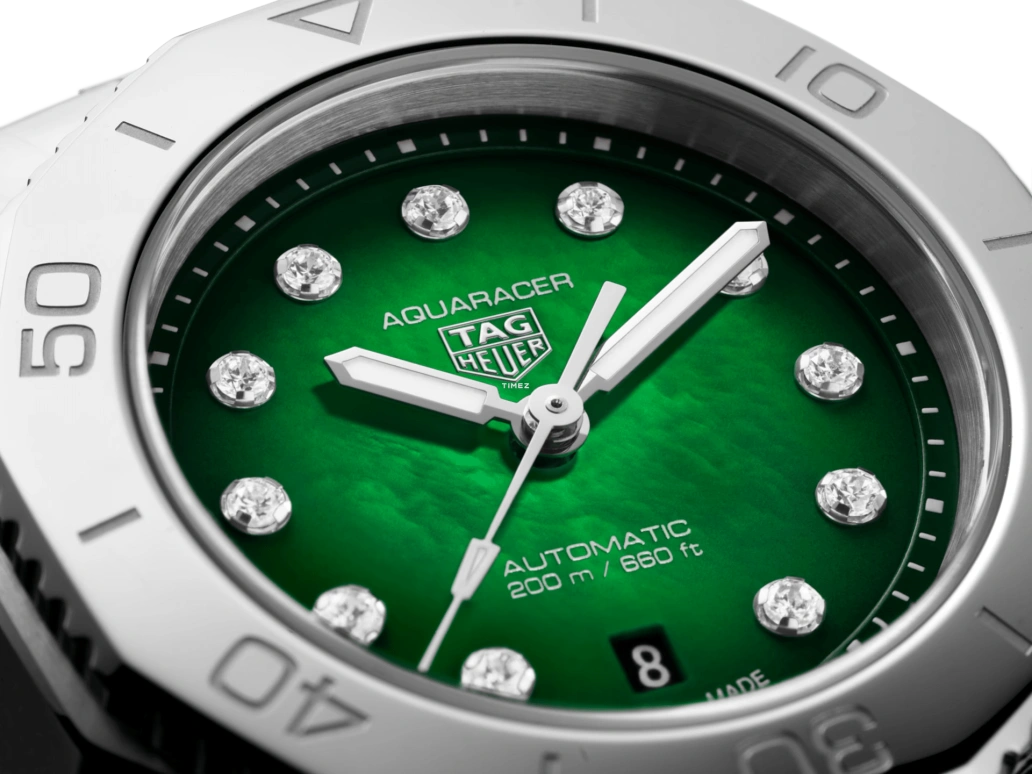 TAG Heuer,Aquaracer 30mm,30mm,Stainless Steel,Green,Automatic,Day,40hours,WBP2415,WBP2415.BA0622