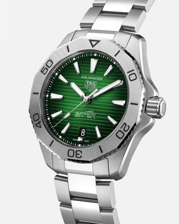 TAG Heuer,Aquaracer 40mm,40mm,Stainless Steel,Green,Automatic,Day,Round,WBP2115,WBP2115.BA0627