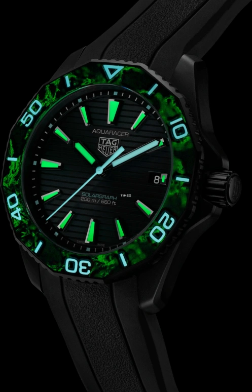 TAG Heuer,Aquaracer 40mm,40mm,Stainless Steel,Carbon,Black,Quartz,Day,Solar Charging,WBP1112,WBP1112.FT6199