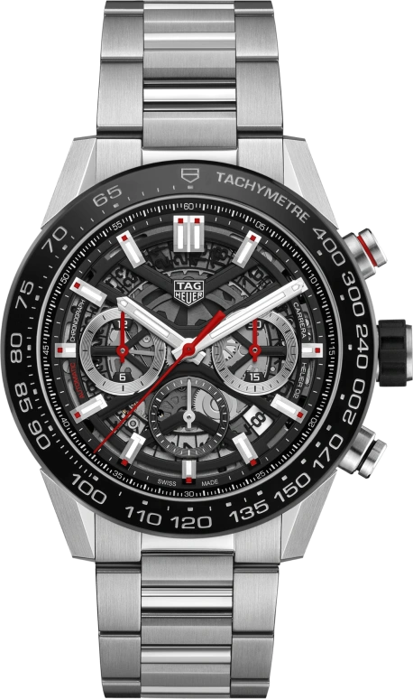 TAG Heuer,Carrera 45mm,45mm,Ceramic,Stainless Steel,Skeleton,Automatic,Chronograph,Date,Column Wheel,CBG2A10,CBG2A10.BA0654