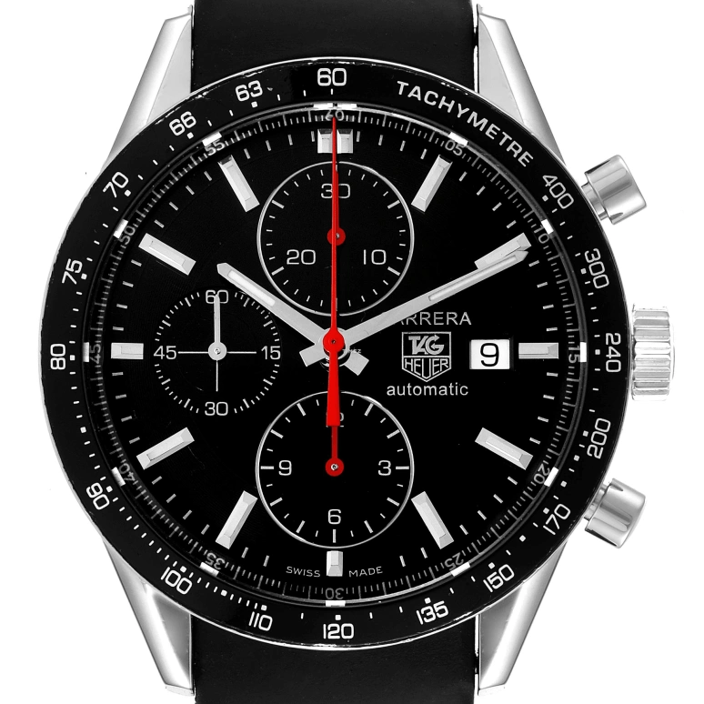 TAG Heuer,Carrera 41mm,41mm,Stainless Steel,Black,Automatic,Chronograph,Day,CV2014,CV2014.FC6233