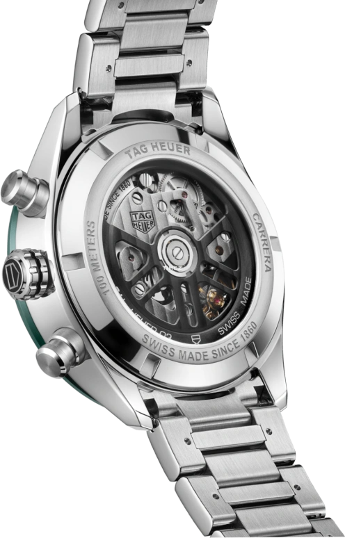 TAG Heuer,Carrera 44mm,44mm,Stainless Steel,Ceramic,Green,Automatic,Chronograph,Day,CBN2A1N,CBN2A1N.BA0643
