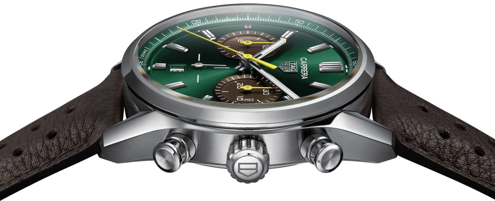 TAG Heuer,Carrera 42mm,42mm,Stainless Steel,Green,Automatic,Chronograph,Day,CBN201K,CBN201K.FC6569