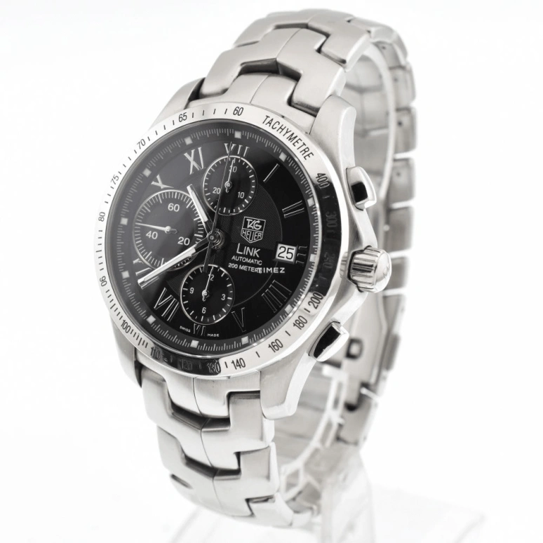 TAG Heuer,Link 42mm,42mm,Stainless Steel,Black,Automatic,Chronograph,Day,CJF2119,CJF2119.BA0594