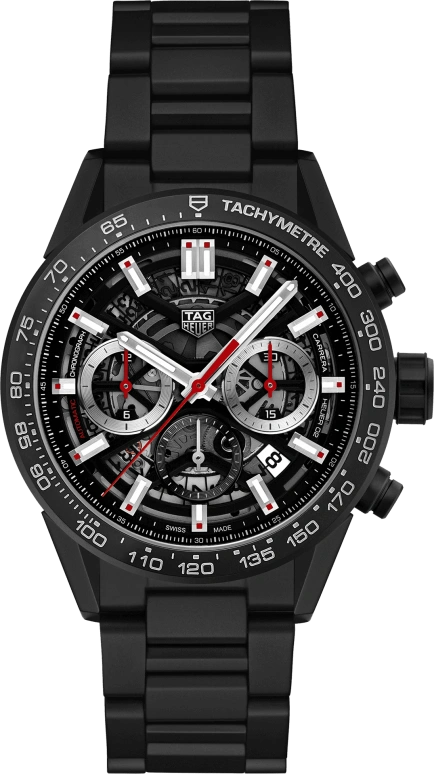 TAG Heuer,Carrera 43mm,43mm,Ceramic,Stainless Steel,Skeleton,Automatic,Chronograph,Date,Column Wheel,CBG2090,CBG2090.BH0661