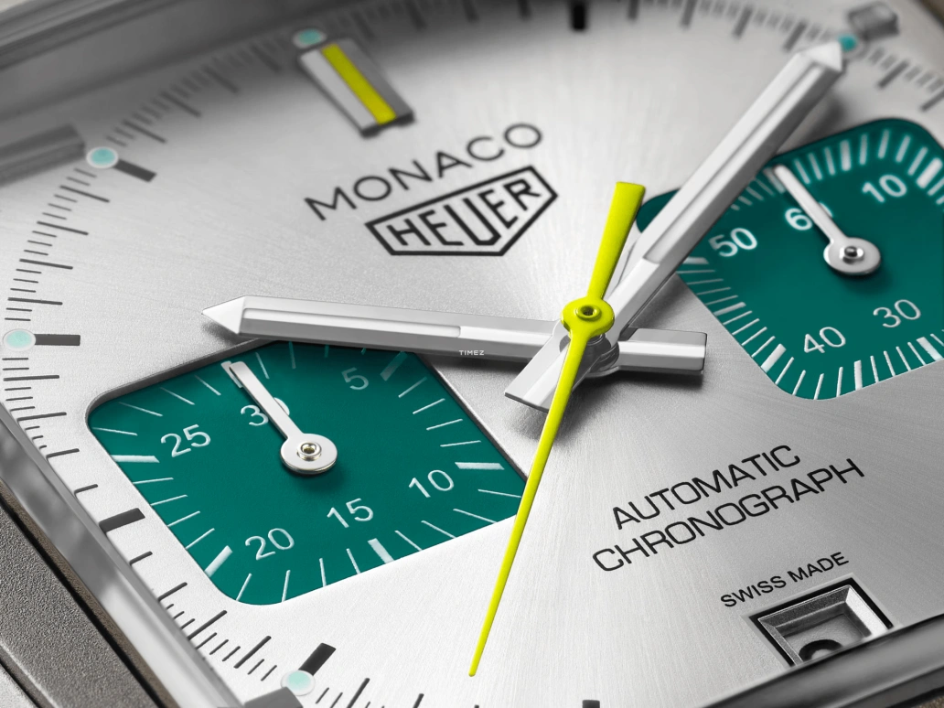 TAG Heuer,Monaco 39mm,39mm,Titanium,Silver,Green,Automatic,Chronograph,Day,CAW218E,CAW218E.FC6565