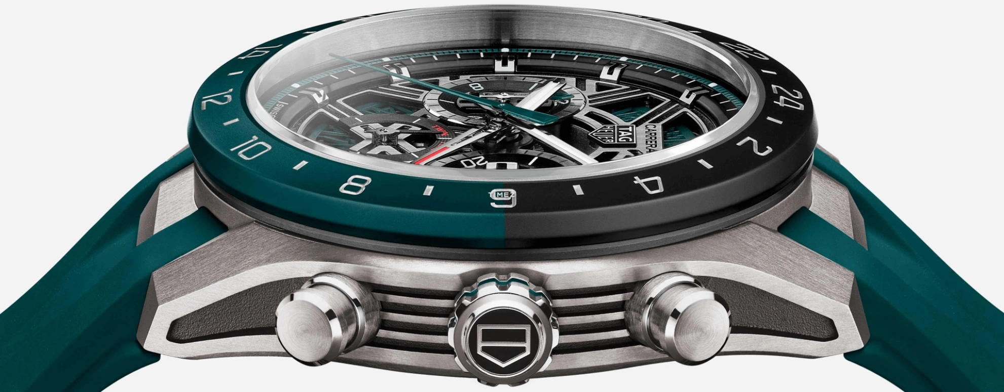 TAG Heuer,Carrera 44mm,44mm,Titanium,Ceramic,Green,Silver,Black,Automatic,Chronograph,Day,Dule Time,CBU2084,CBU2084.FT6297