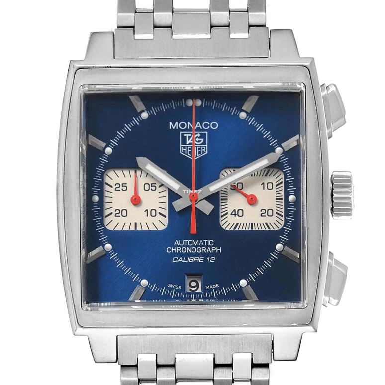 TAG Heuer,Monaco 39mm,39mm,Stainless Steel,Blue,Automatic,Chronograph,Day,CAW2111,CAW2111.BA0780