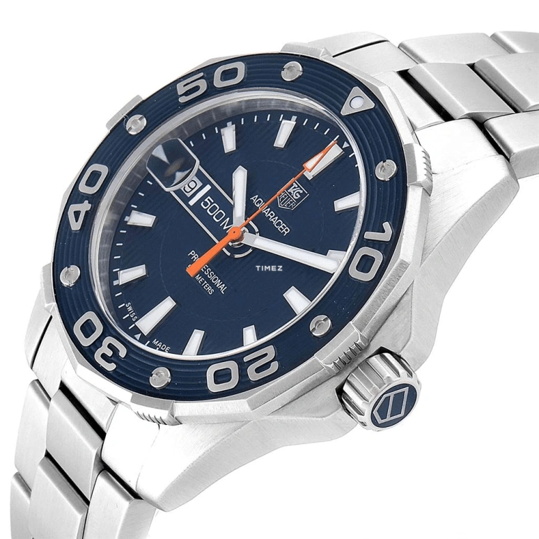 TAG Heuer,Aquaracer 43mm,43mm,Stainless Steel,Blue,Quartz,Day,Sapphire,Crystal Glass,WAJ1112,WAJ1112.BA0871