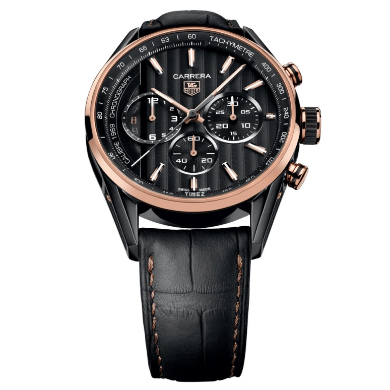 TAG Heuer,Carrera 43mm,43mm,Titanium,Rose Gold,Black,Automatic,Chronograph,42hours,CAR2A50,CAR2A50.FC6340