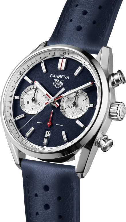 TAG Heuer,Carrera 42mm,42mm,Stainless Steel,White,Blue,Automatic,Chronograph,Day,CBN201B,CBN201B.FC6541