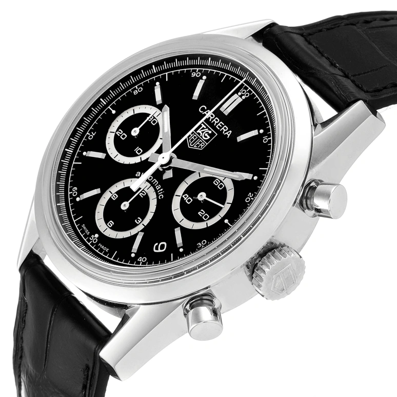 TAG Heuer,Carrera 39mm,39mm,Stainless Steel,Black,Automatic,Chronograph,Day,CV2113,CV2113.FC6180