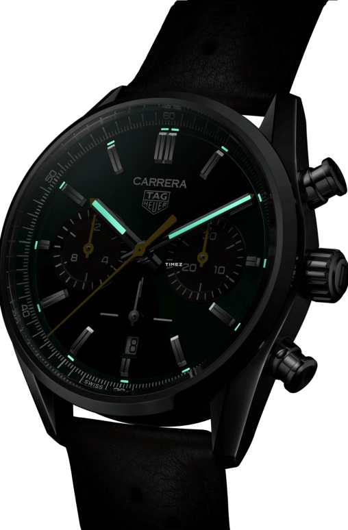 TAG Heuer,Carrera 42mm,42mm,Stainless Steel,Green,Automatic,Chronograph,Day,CBN201K,CBN201K.FC6569