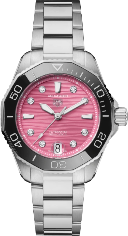 TAG Heuer,Aquaracer 36mm,36mm,Stainless Steel,White,Pink,Automatic,42hours,In-house Caliber,WBP231J,WBP231J.BA0618
