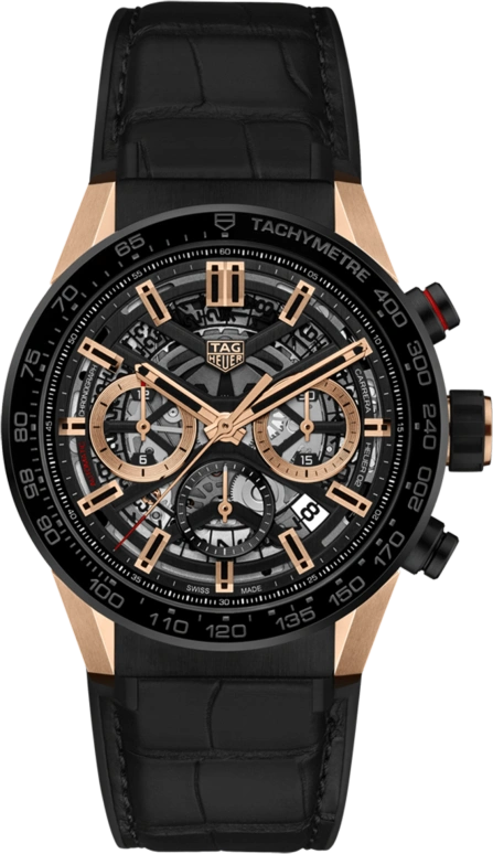 TAG Heuer,Carrera 43mm,43mm,Ceramic,Rose Gold,Stainless Steel,Skeleton,Automatic,Chronograph,Date,Column Wheel,CBG2050,CBG2050.FC6426