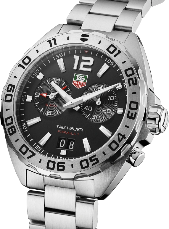 TAG Heuer,Formula 1 41mm,41mm,Stainless Steel,Black,Quartz,Chronograph,Big Date,Alarm,WAZ111A,WAZ111A.BA0875