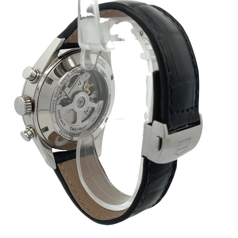 TAG Heuer,Carrera 43mm,43mm,Stainless Steel,Black,Automatic,Chronograph,Day,CAR2014,CAR2014.FC6236