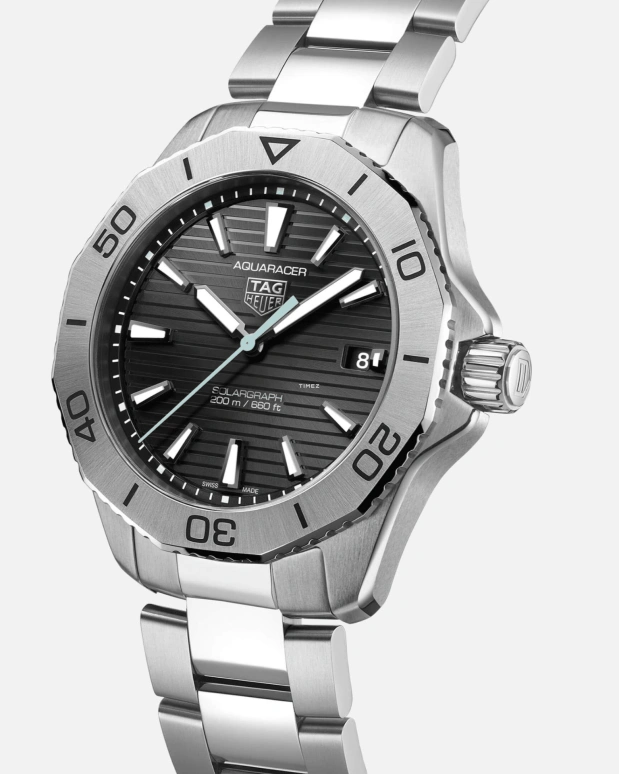 TAG Heuer,Aquaracer 40mm,40mm,Stainless Steel,Black,Quartz,Day,In-house Caliber,WBP1114,WBP1114.BA0000