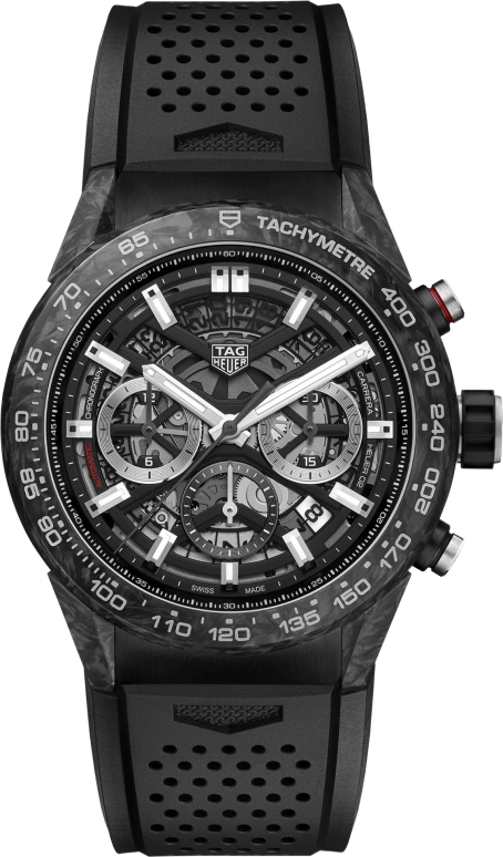 TAG Heuer,Carrera 45mm,45mm,Carbon,Stainless Steel,Skeleton,Automatic,Chronograph,Date,Column Wheel,CBG2A91,CBG2A91.FT6173