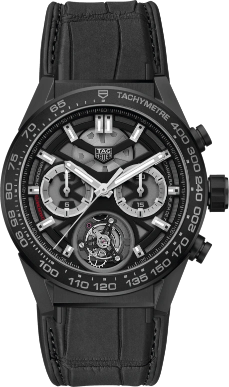 TAG Heuer,Carrera 45mm,45mm,Ceramic,Stainless Steel,Skeleton,Automatic,Chronograph,Tourbillon Escapement,Column Wheel,CAR5A90,CAR5A90.FC6415