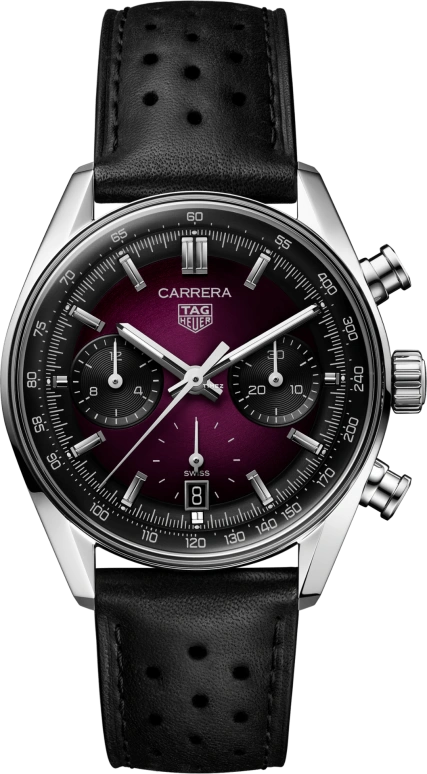 TAG Heuer,Carrera 39mm,39mm,Stainless Steel,Purple,Automatic,Chronograph,Day,CBS2219,CBS2219.FC6607