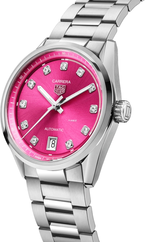 TAG Heuer,Carrera 36mm,36mm,Stainless Steel,Pink Red,Automatic,Day,46hours,WBN2318,WBN2318.BA0001